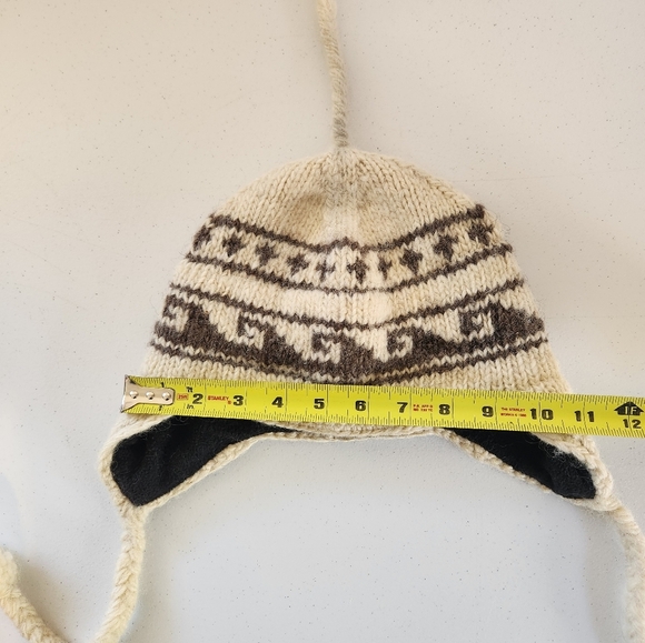 Handmade Vintage Wool Beige Trapper Winter Hat Touque Mens Womens Cowichan 90s - Picture 6 of 6